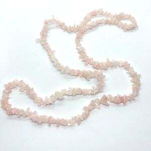 Genuine Rose Quartz Light Pink Stone Beaded Healing Crystal Endless Necklace 34"